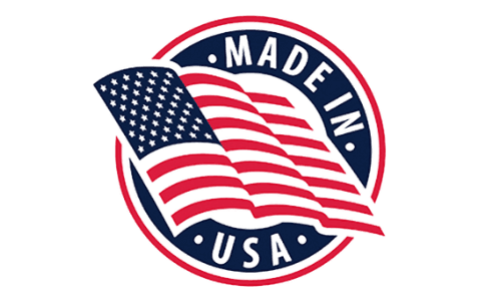 Official seal indicating this dietary formula is proudly manufactured within the United States for premium quality control.